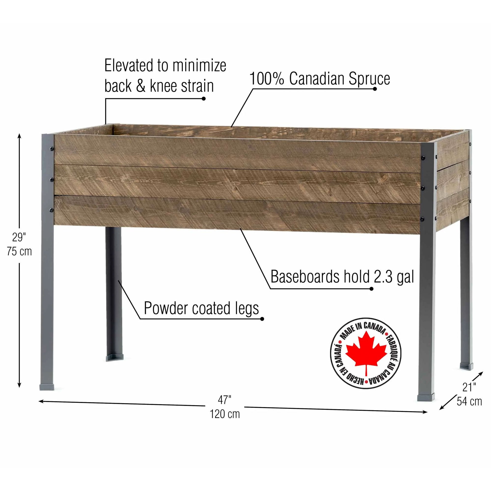 CedarCraft Elevated Spruce Deck Patio Planter 21"L x 47"W x 30"H, Brown