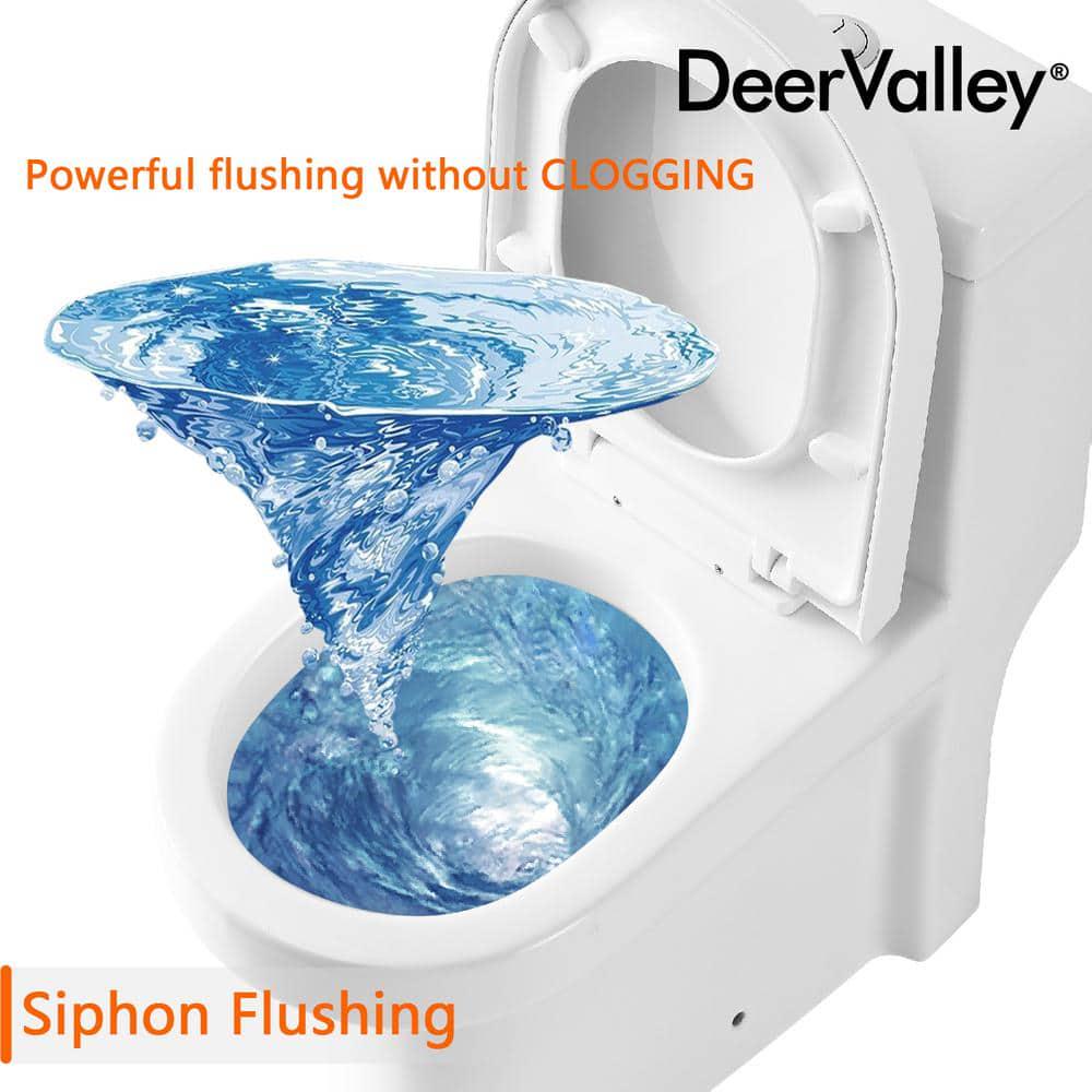 DEERVALLEY Liberty 1Piece 08128 GPF Dual Flush Elongated High Efficiency Toilet in White Seat Included