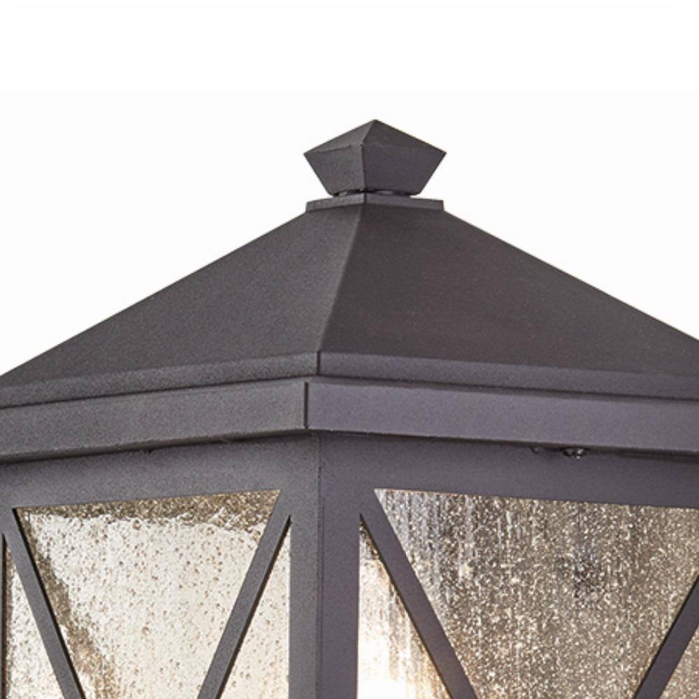 Home Decorators Collection Wythe 1-Light Black Large Outdoor Wall Light Fixture with Seeded Glass JL160811-L