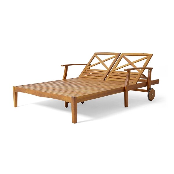 Perla Acacia Wood Double Chaise Lounge by Christopher Knight Home