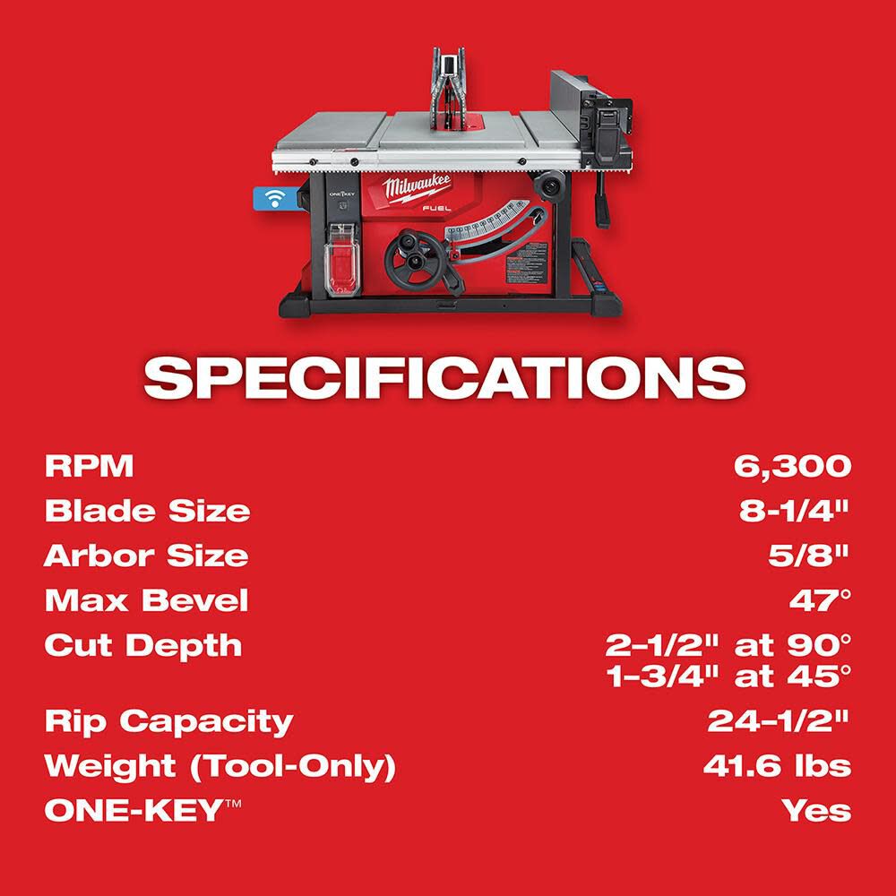 MW M18 FUEL 8-1/4 in. Table Saw with ONE-KEY Kit 2736-21HD from MW