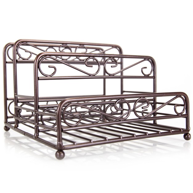 Home Basics Scroll Collection Steel Salt And Pepper Napkin Caddy Bronze