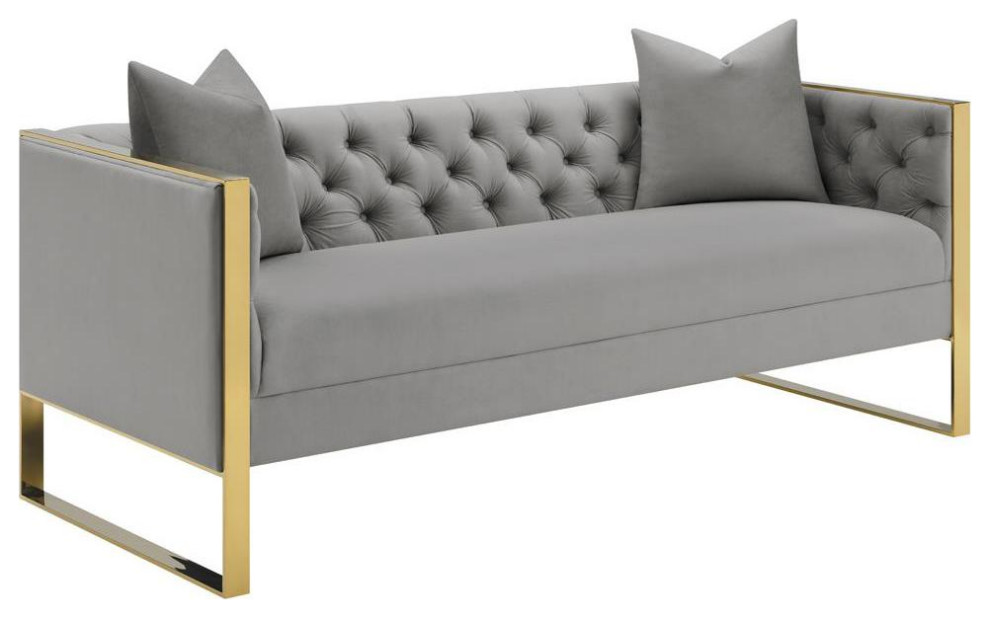 Eastbrook Tufted Back Sofa Grey   Contemporary   Sofas   by BisonOffice  Houzz