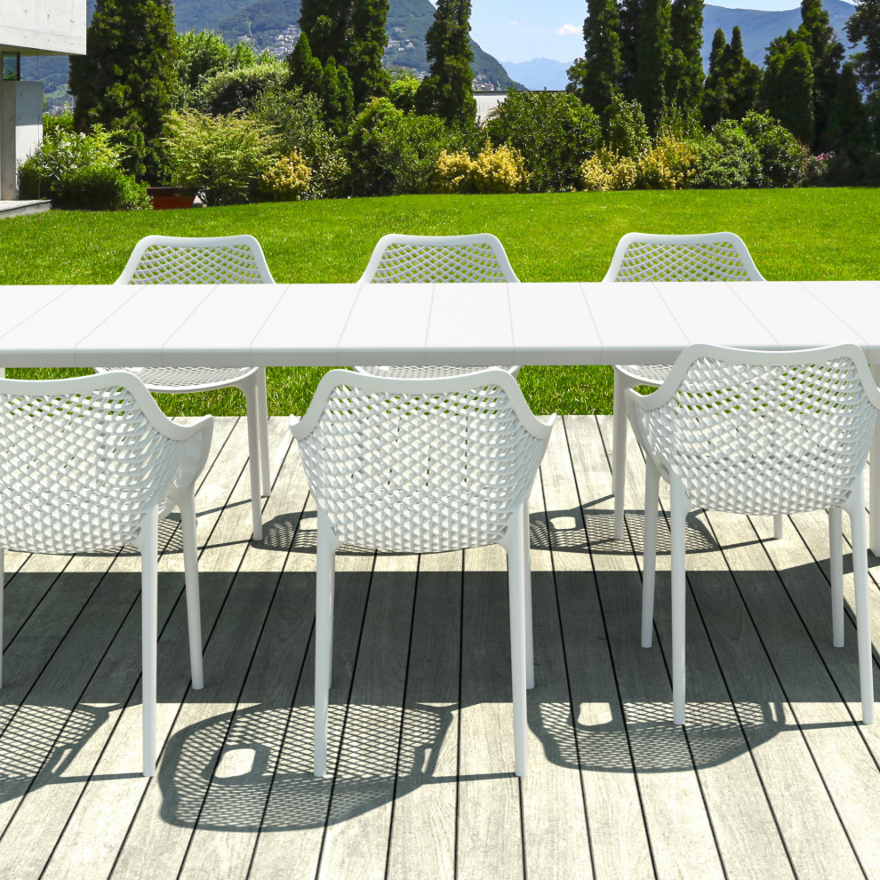 Air XL Extension Dining Set 9 Piece White   Midcentury   Outdoor Dining Sets   by Compamia  Houzz