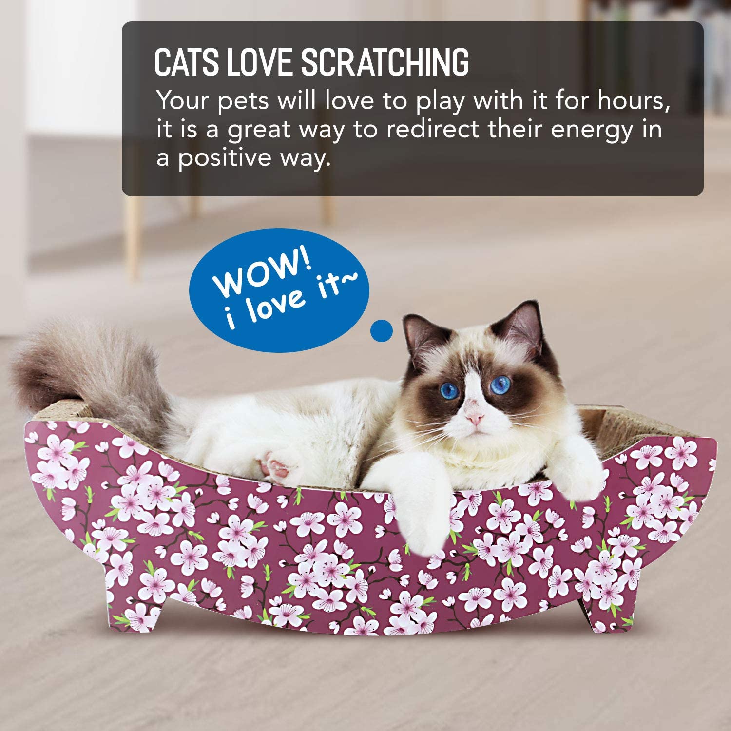 ScratchMe Cat Scratching Post Lounge Relaxing Bed , Cat Scratcher Cardboard, Durable Recycle Board Pads, Yellow/Green Color