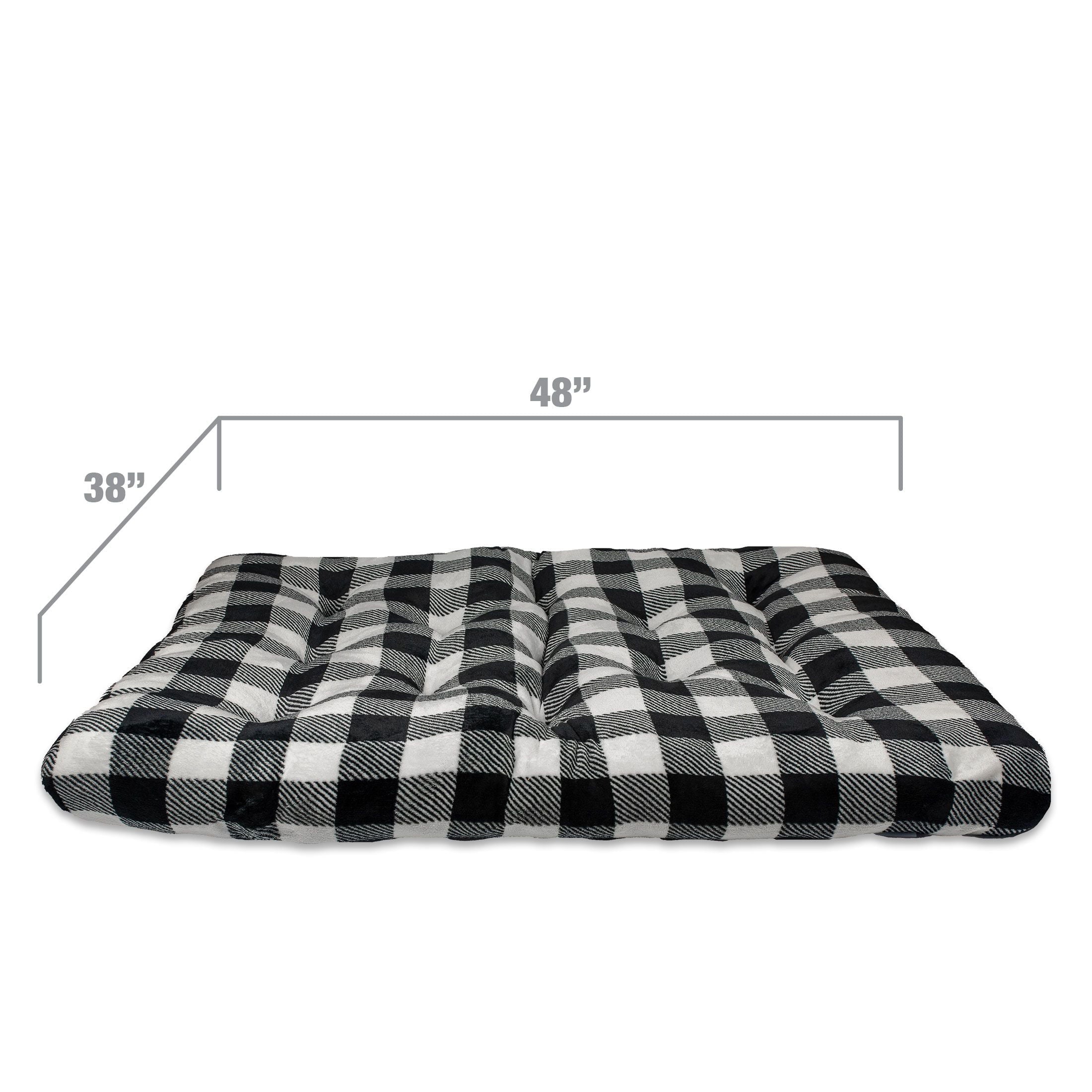 Vibrant Life Extra Large Dog Bed, Plush Tufted Black Buffalo Plaid