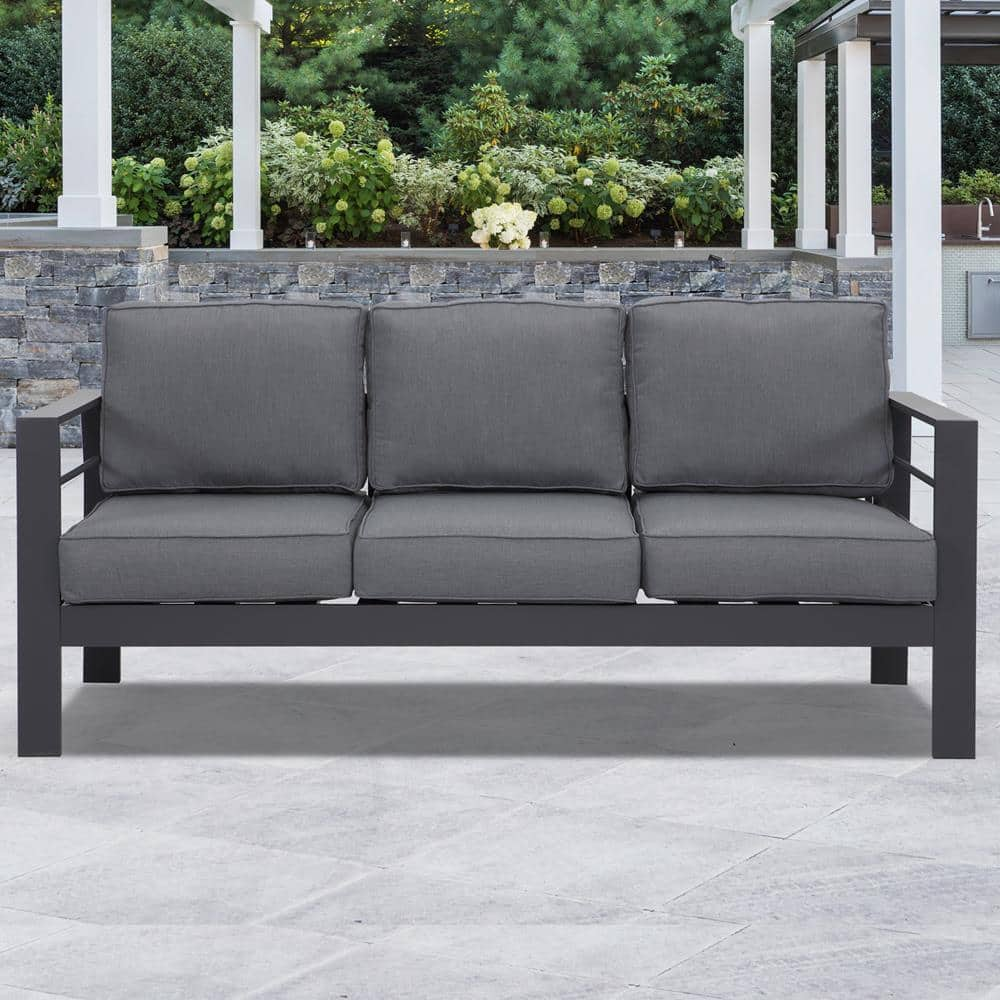 SUNVIVI Aluminum Outdoor Couch with Gray Cushions KX-AL02-3