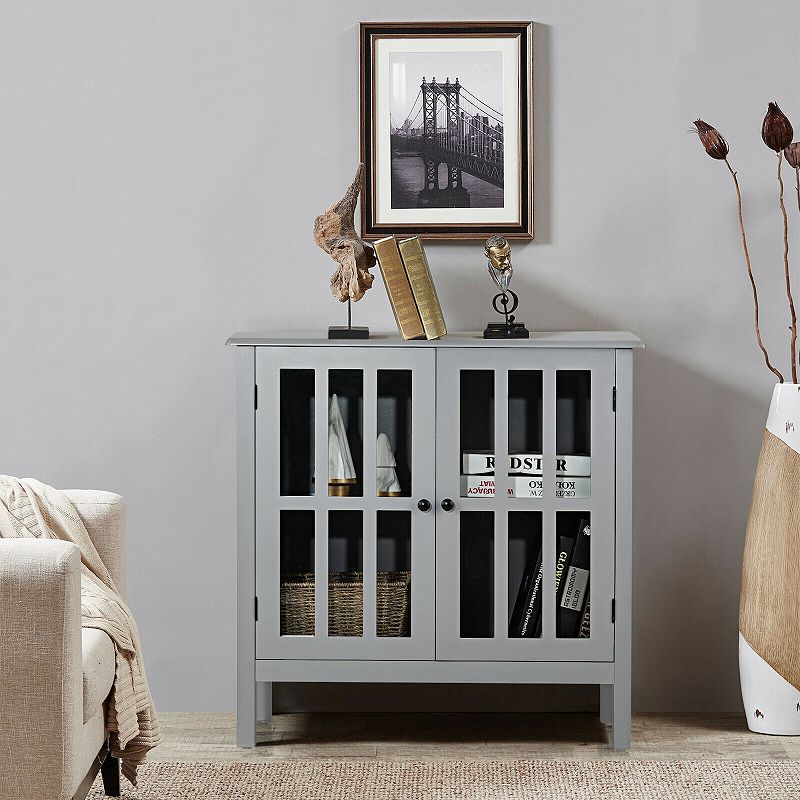 Glass Door Sideboard Console Storage Buffet Cabinet