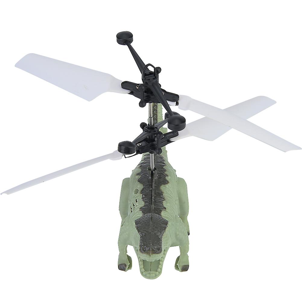 Cute Usb Charging Hand Induction Dinosaur Suspension Aircraft Children Toy With Light Green