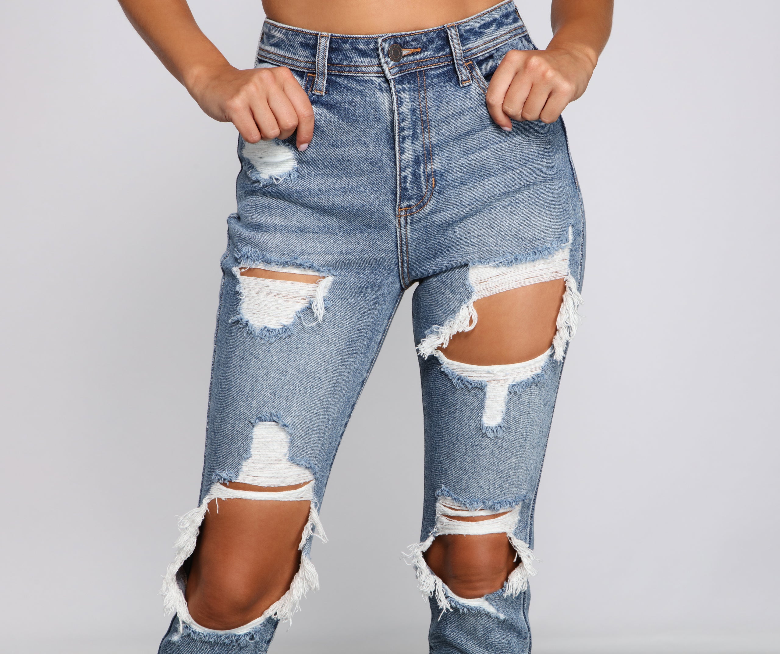 Trendy Destructed High-Rise Skinny Jeans