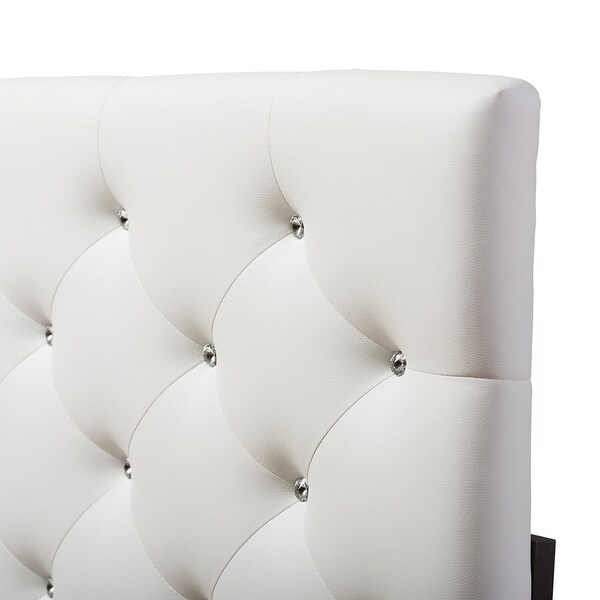 Viviana Modern and Contemporary White Faux Leather Upholstered Button-tufted Queen Size Headboard - - 35413338