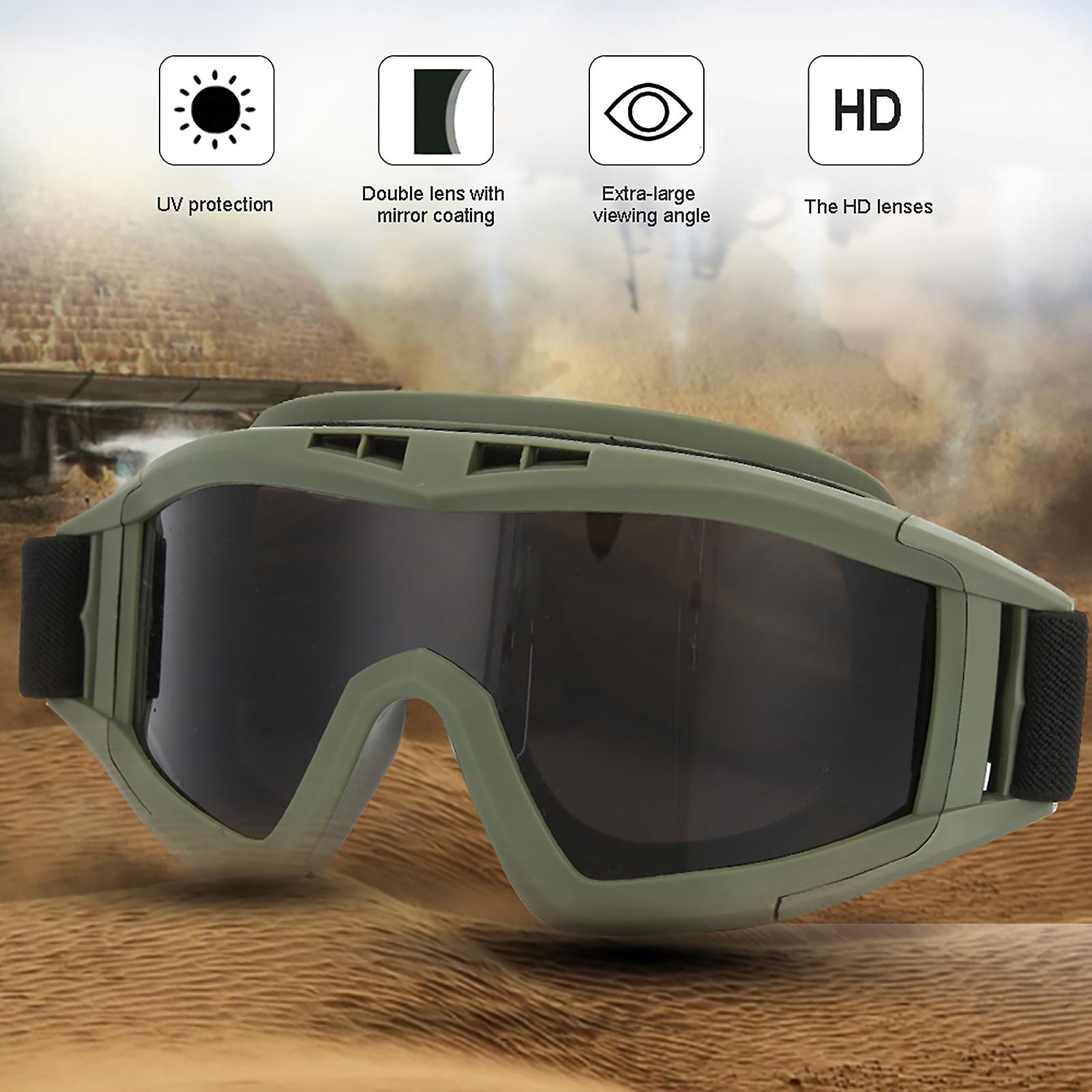 Goggles Airsoft Paintball Ski Antidust Antifog Eye Protection Glasses(army Green)