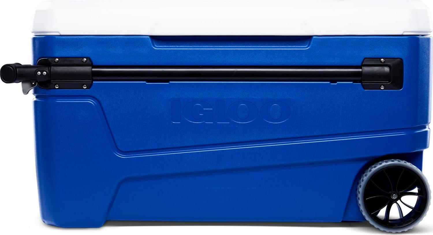 Igloo 110 qt. Glide Ice Chest Cooler with Wheels， Blue