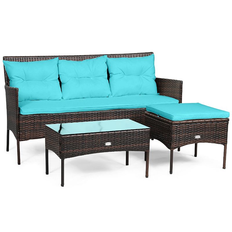 3 Pieces Patio Furniture Sectional Set with 5 Cozy Seat and Back Cushions