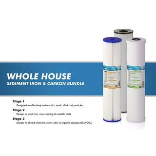 APEC Water Systems Whole House 3-Stage Water Filtration System Iron Sediment and Chlorine For Multi-Purpose CB3-SED-IRON-CAB20-BB