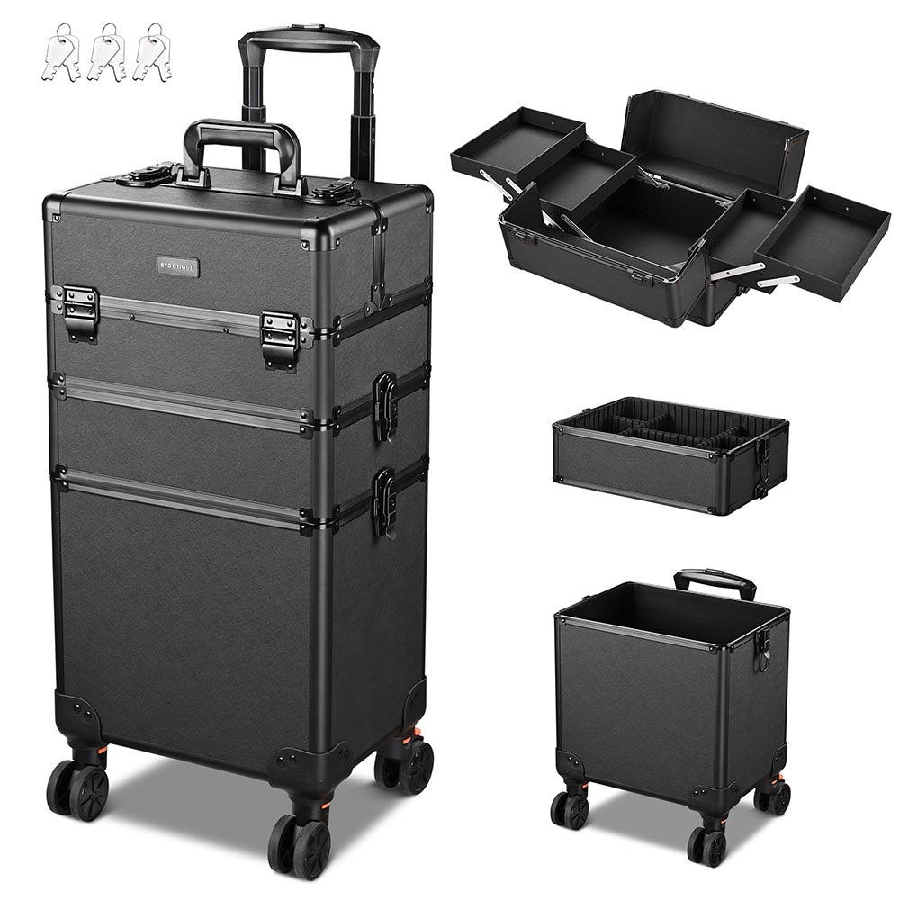 Byootique 3 in 1 Rolling Makeup Case on Wheels Black