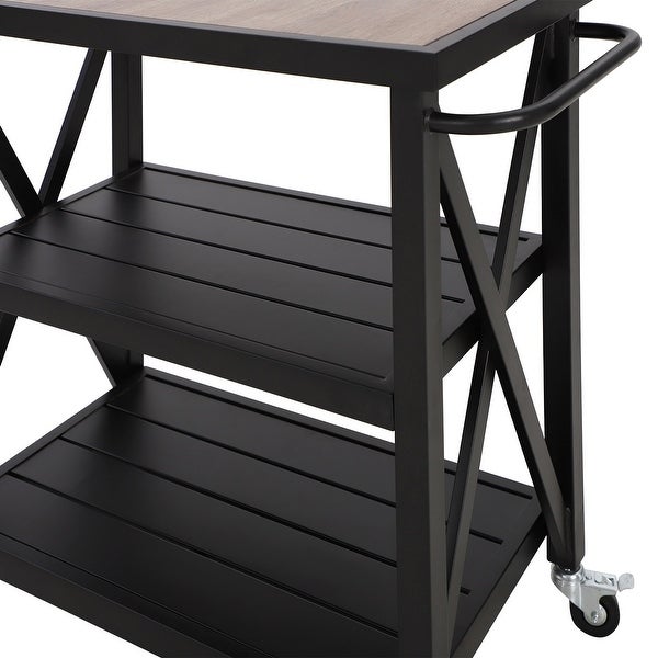 35-inch 3 Tier Prep Dining Table Metal Kitchen Outdoor Service Cart - N/A