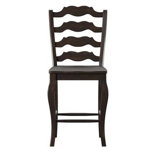 HomeSullivan Antique Black French Ladder Back Wood Counter Height Chair (Set of 2) 40530C1-24BK