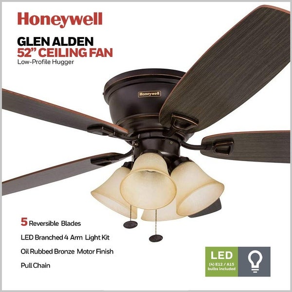 Honeywell Glen Alden 4-light Oil Rubbed Bronze Hugger Ceiling Fan Shopping - The Best Deals on Ceiling Fans | 22393910