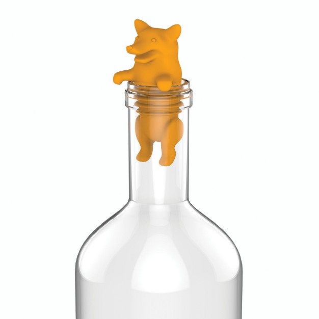 Truezoo Corki Bottle Stopper Corgi Animal Cork Novelty Wine Stopper Silicone Set Of 1 Orange