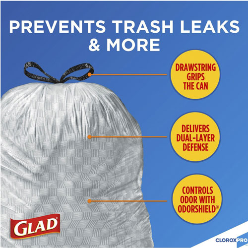 Clorox Glad ForceFlex Tall Kitchen Drawstring Trash Bags | 13 gal， 24