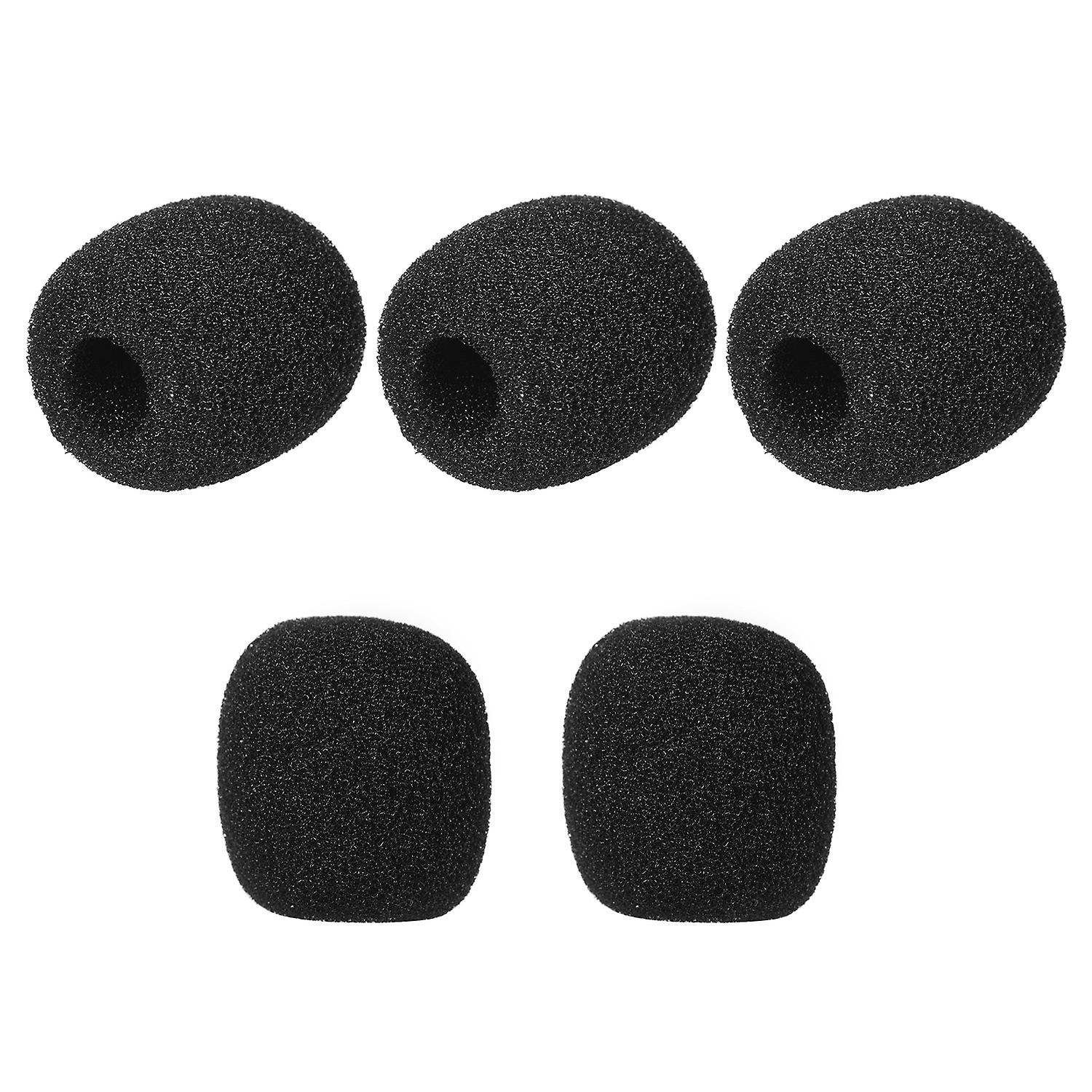 Mini Microphone Windscreens Mic Foam Covers For Lapel Headset Microphone Black， Pack Of 5pcs Black A Type