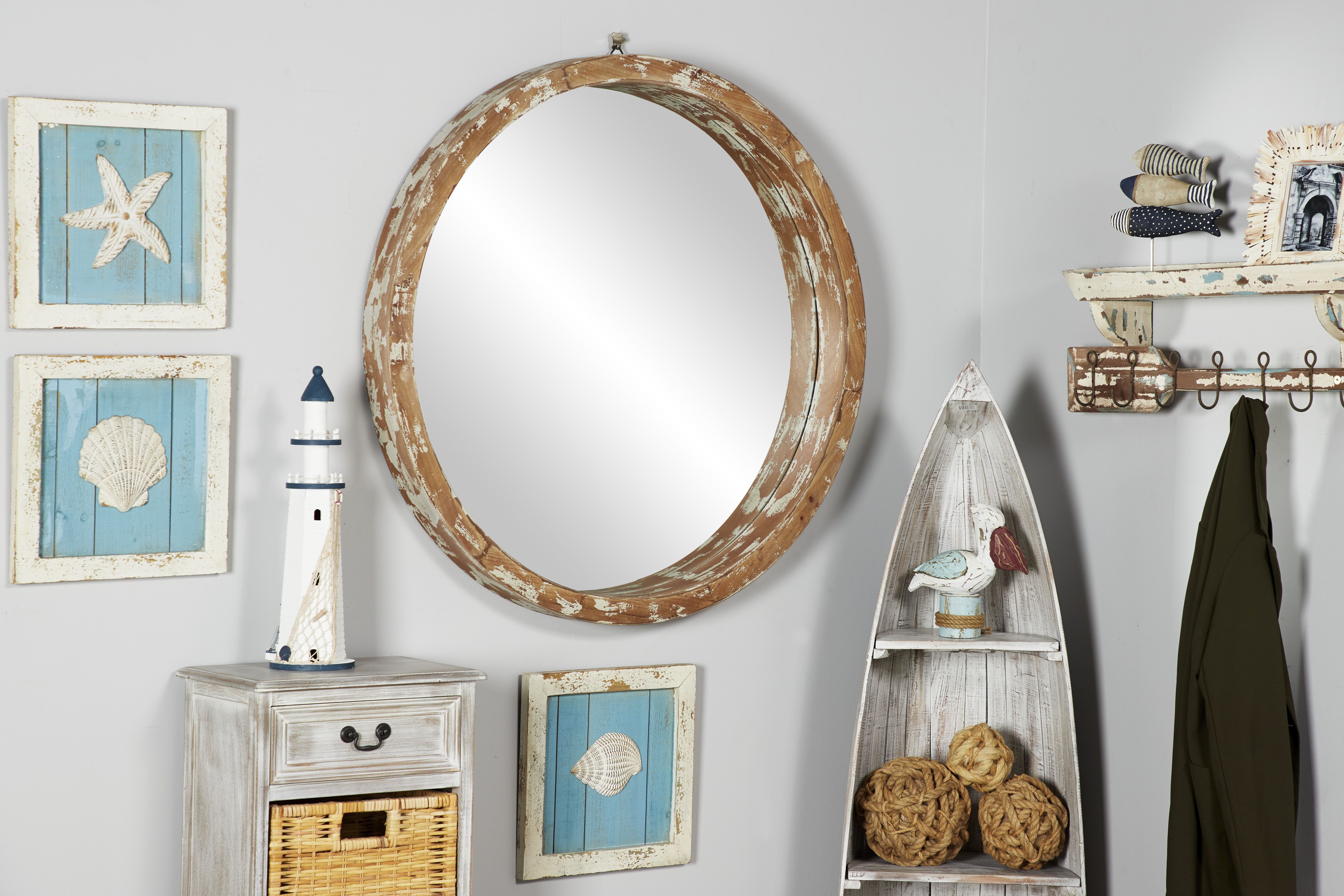 Brown Vintage Wood Wall Mirror 40 x 40