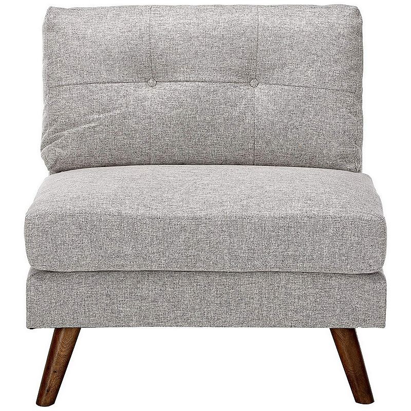 Fabric Upholstered Armless Chair with Tufted Back and Splayed Legs， Gray