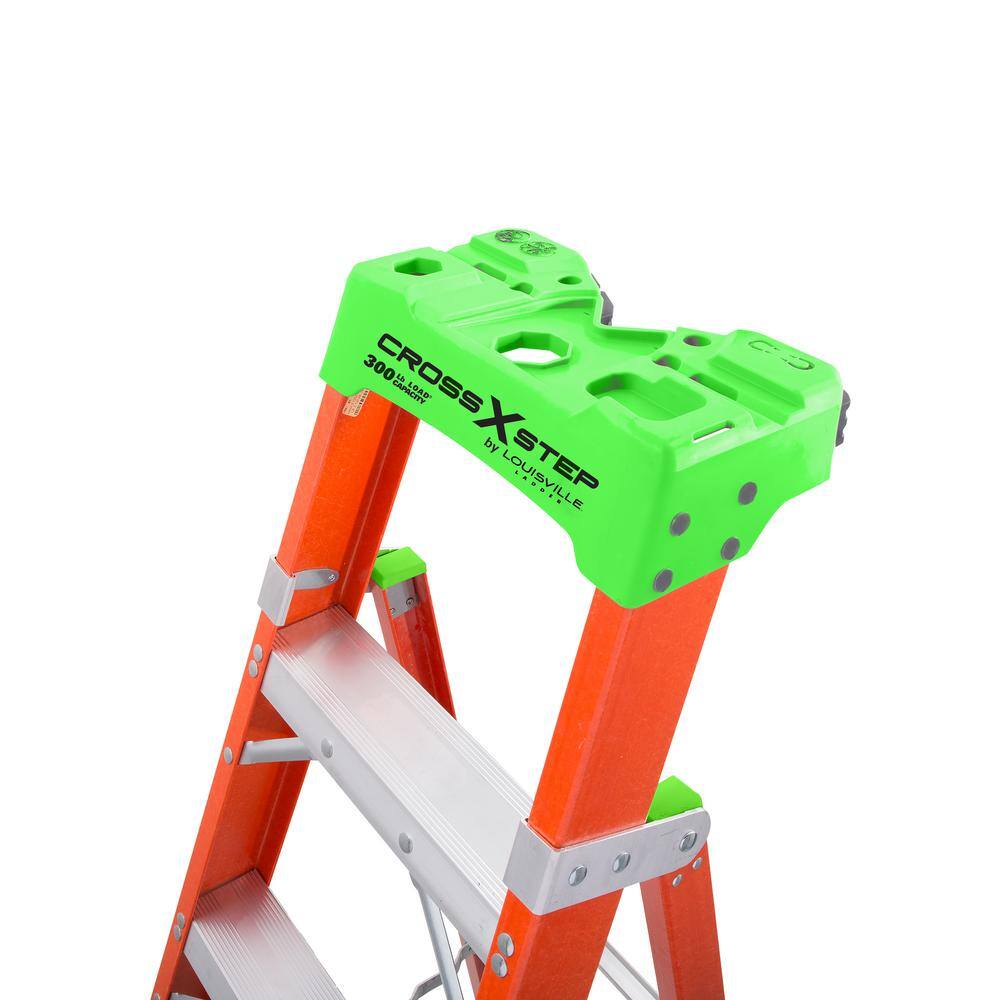 Louisville Ladder Cross Step 8 ft. Fiberglass Leaning Step Ladder (12 ft. Reach) 300 lbs. Load Capacity Type IA Duty Rating L-3080-08