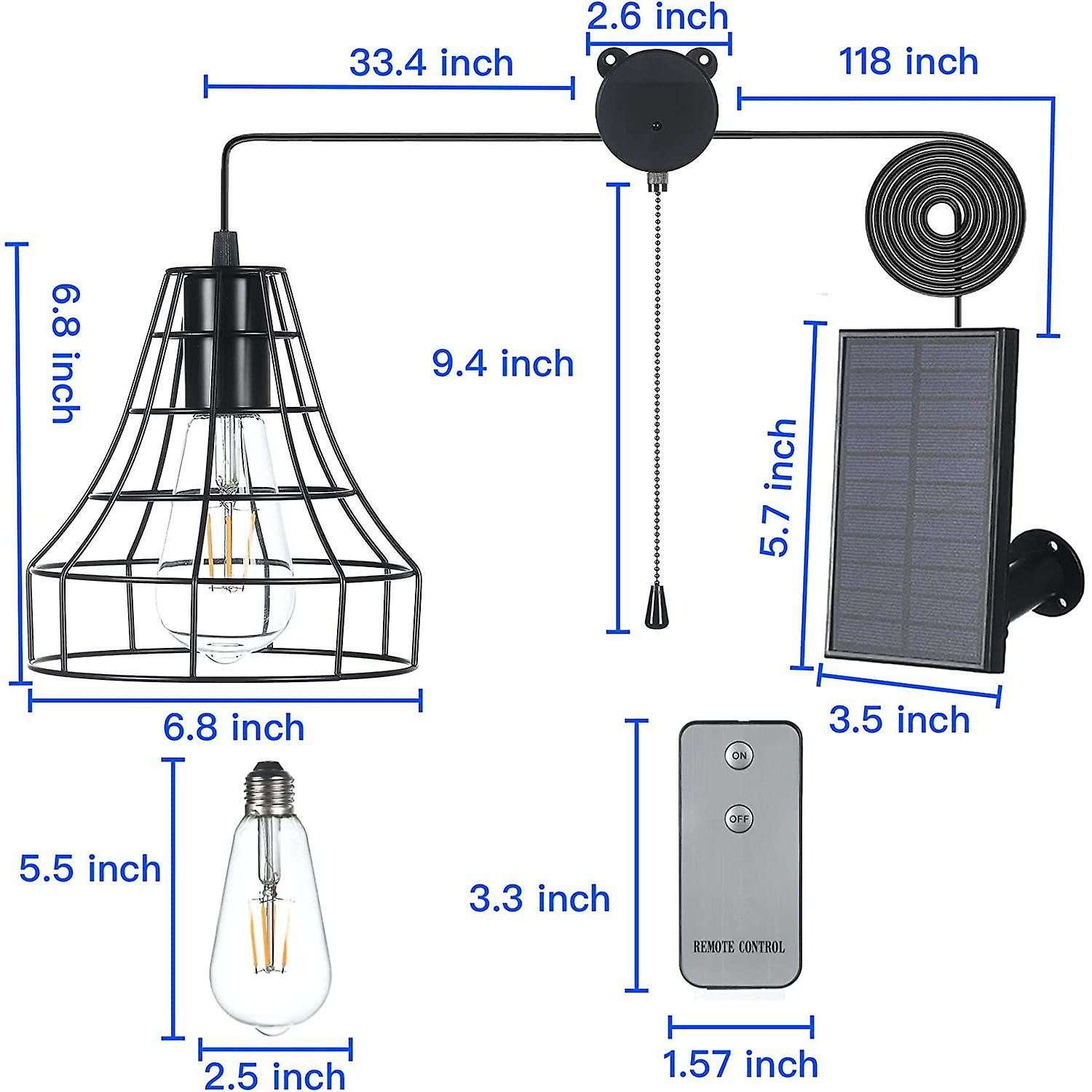 Dexusay Solar Pendant Lights Outdoor Indoor With Remote， Chicken Coop Lights Solar Powered Shed Light With On Off Switch，solar Indoor Lights For House