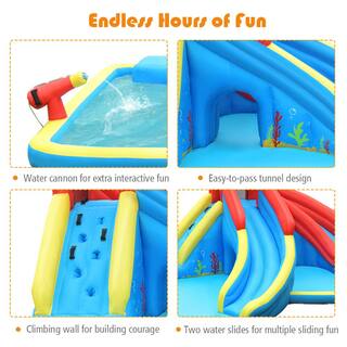 Gymax Inflatable Water Park Bounce House Crab with 2 Slides Climbing Wall Tunnel GYM05213