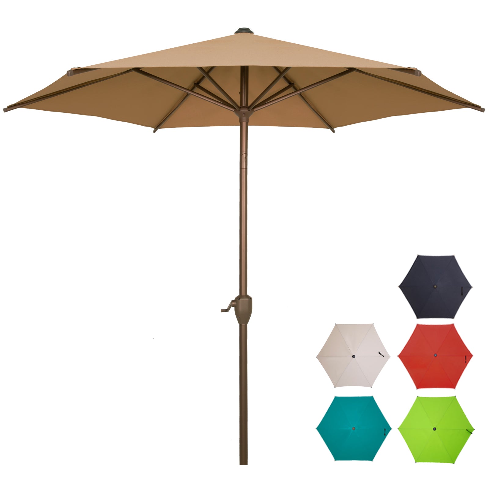 Bibana 7.5 FT Patio Umbrella Outdoor Table Umbrella with Push Button Tilt and Crankfor Terrace, Backyard, Garden, Courtyard, Swimming Pool, Lawn (Tan)