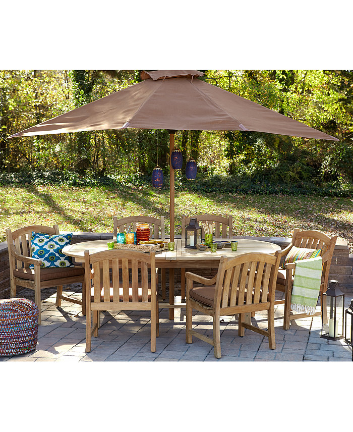 Furniture Bristol Outdoor Teak 7-Pc. Dining Set (87 x 47 Dining Table and 6 Dining Chairs)