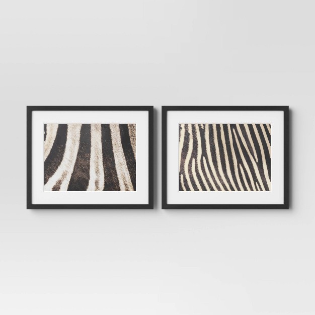 X 16 quot 2pc Zebra Close Up Glass Framed Wall Posters