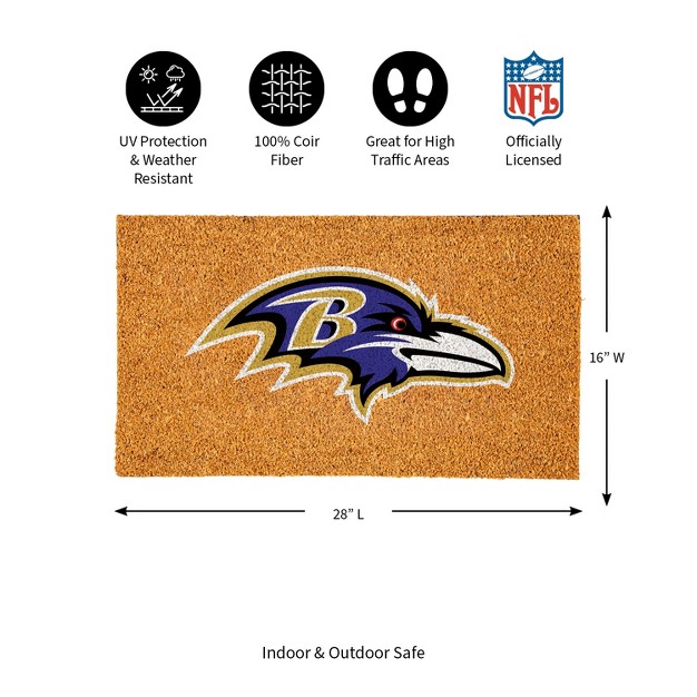 Evergreennflbaltimore Ravens Logo Natural Coir 28 X 16 Inches Indoor Outdoor Doormat