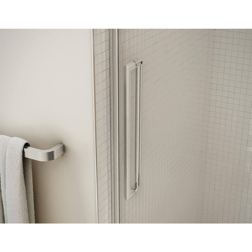 MAAX Utile Metro 32 in. x 60 in. x 81 in. Bath and Shower Combo in Ash Grey New Town Left Drain Halo Door Brushed Nickel 106915-301-501-100