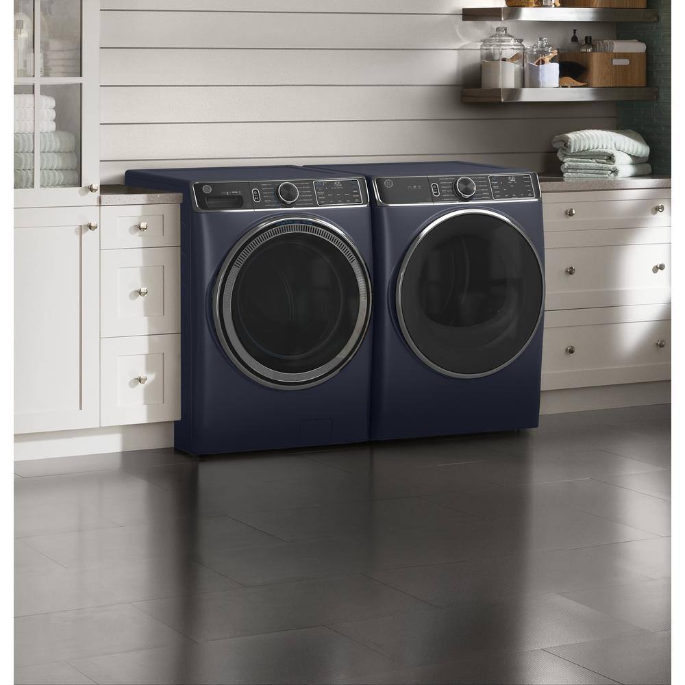 GE 7.8 cu. ft. Smart Front Load Gas Dryer in Sapphire Blue with Steam and Sanitize Cycle ENERGY STAR GFD85GSPNRS