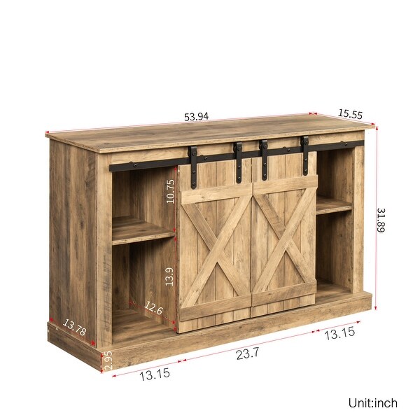 TV Stand Farmhouse Sliding Barn Door Flat Screen Media Console Table