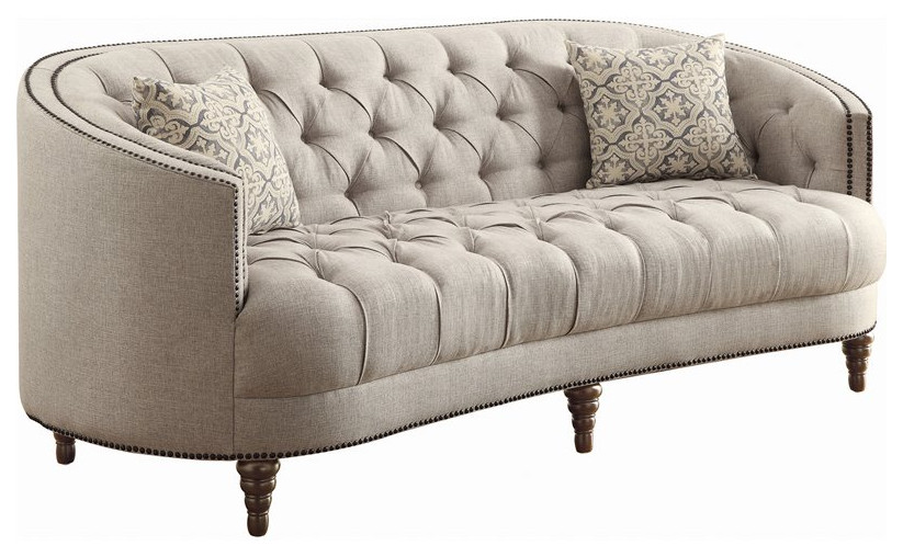 Coaster Avonlea Transitional Sloped Arm Upholstered Fabric Sofa in Gray   Traditional   Sofas   by Simple Relax  Houzz