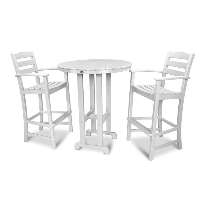 Polywood La Casa Café 3-Piece Round Farmhouse Bar Set PWS219