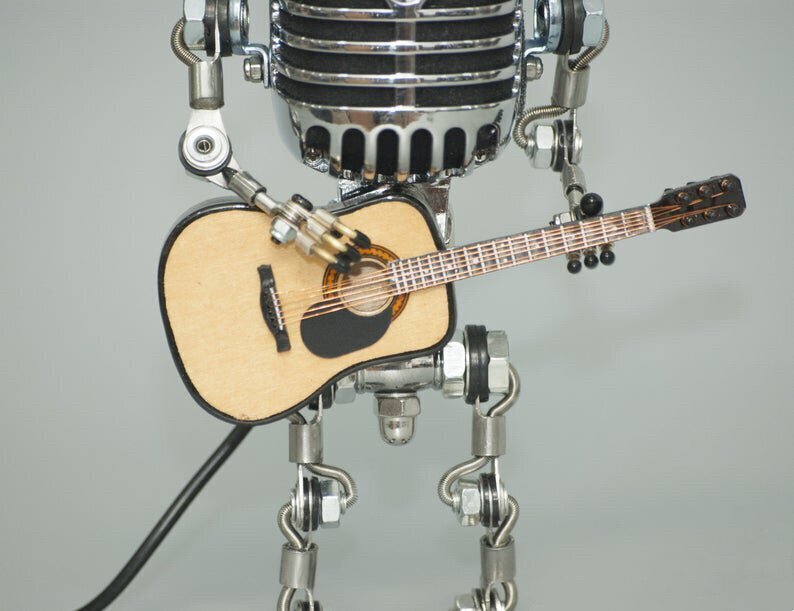 Vintage Metal Microphone Robot Desk Lamp