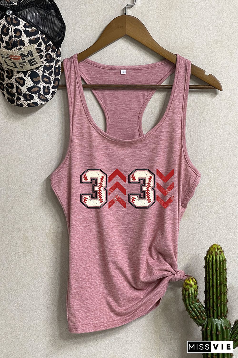 Baseball Printed Sleeveless Tank Top Wholesale