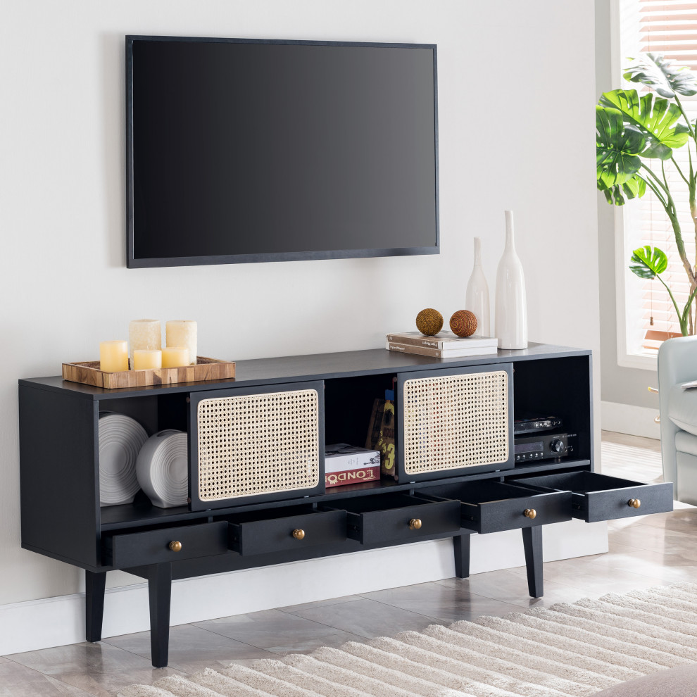 Simms Media Console   Tropical   Entertainment Centers And Tv Stands   by HedgeApple  Houzz