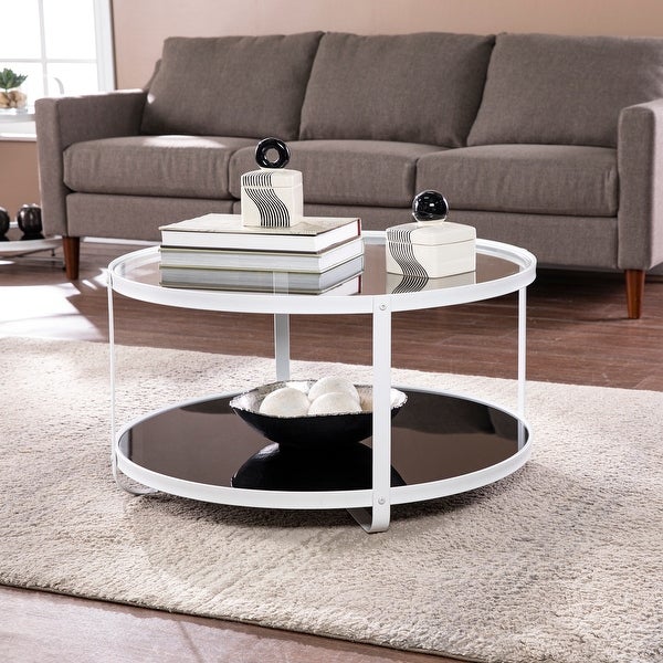 SEI Furniture Valerio Contemporary White Glass Coffee Table