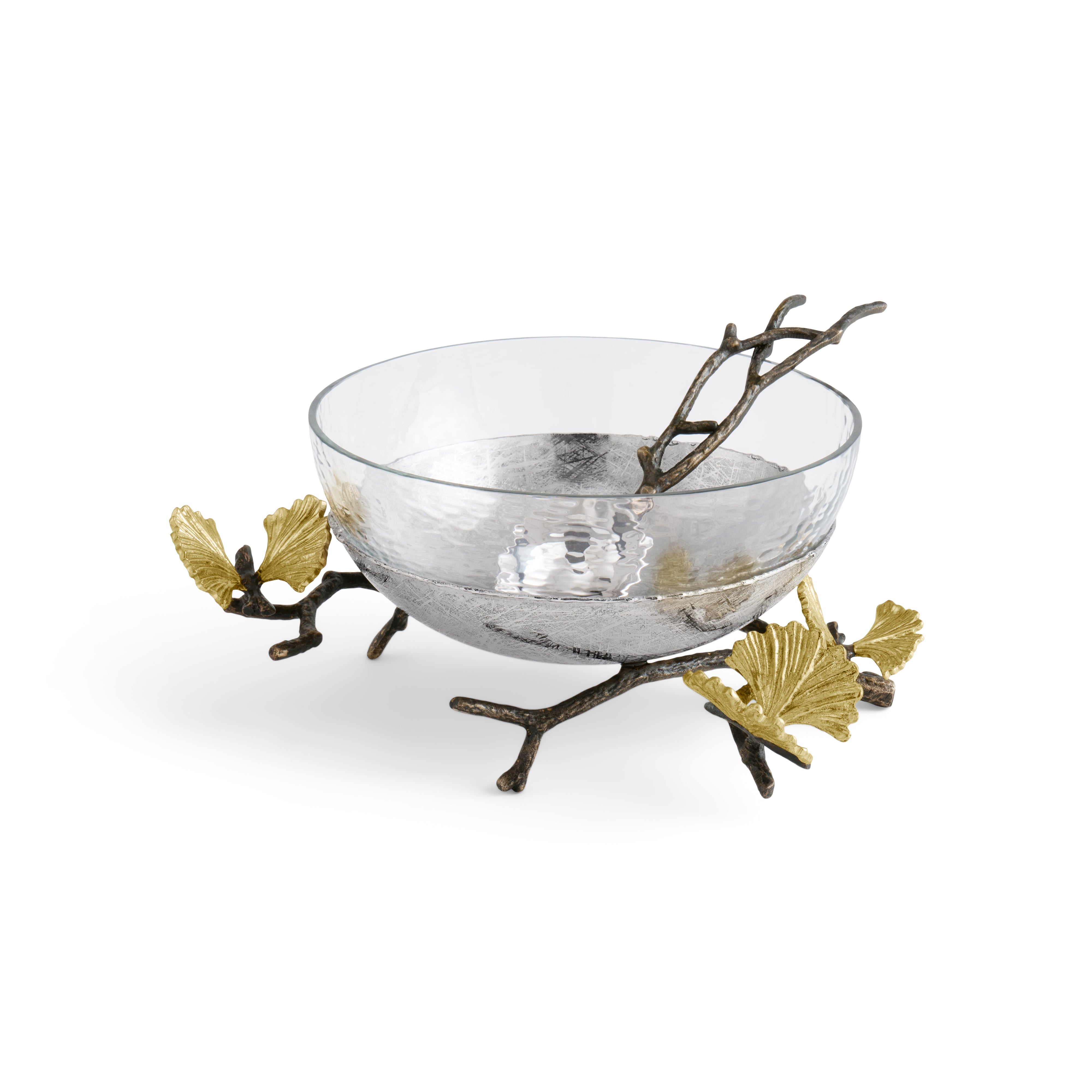 Butterfly Ginkgo Glass Nut Dish with Spoon