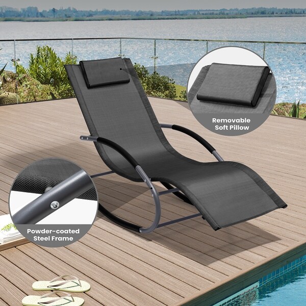 Pellebant Patio Rocking Chairs Chaise Lounge Chairs (Set of 2)