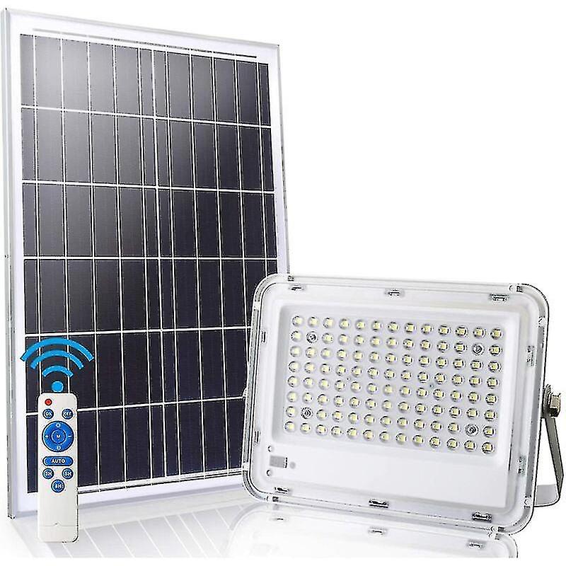 100w Solar Led Flood Light 6500k Solar Spotlight With 100 Led Remote Control， Waterproof Ip65 5000lm Outdoor Solar Light For Warehouse， Garage， Garden