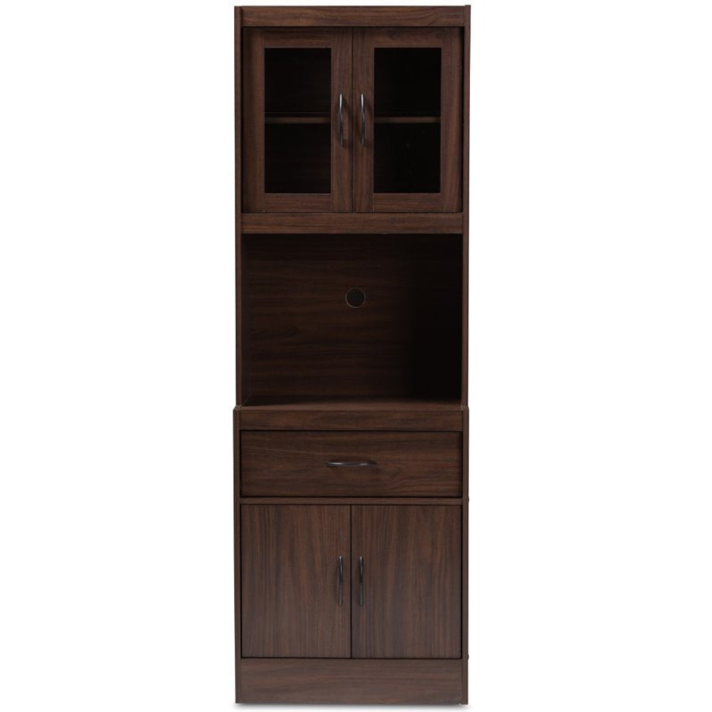 Home Square 2 Piece Kitchen Cabinet and Hutch Set in Dark Walnut (Set of 2)