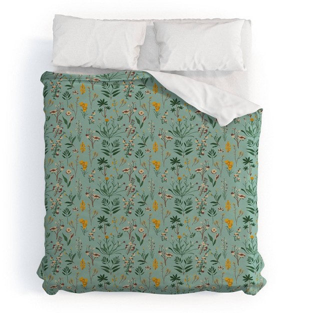 Holli Zollinger Zarah Wildflower Duvet Cover Set Green Deny Designs