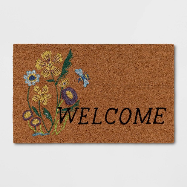 x27 welcome x27 Coir Doormat Yellow natural